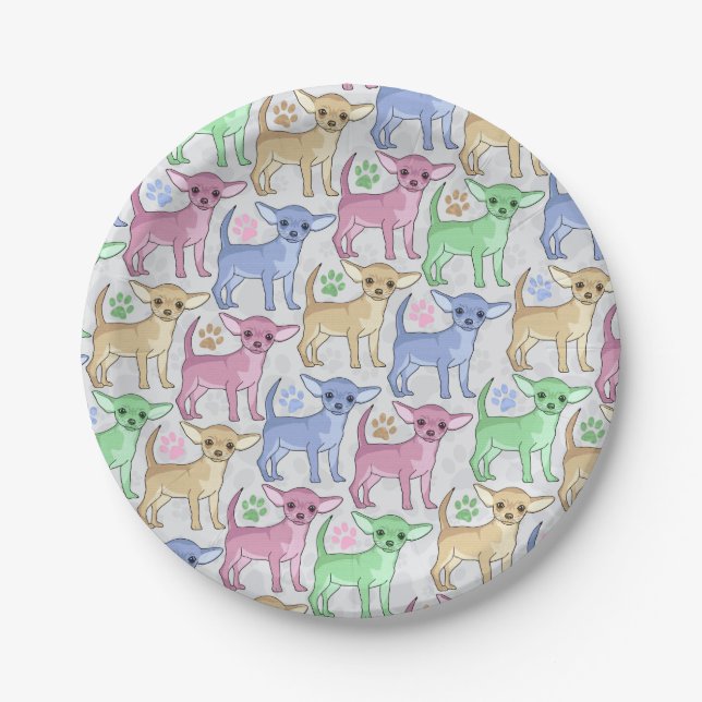 Chihuahua Lover Colourful Pattern Paper Plate (Front)