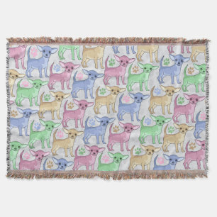 Chihuahua Lover Colourful Pattern Throw Blanket