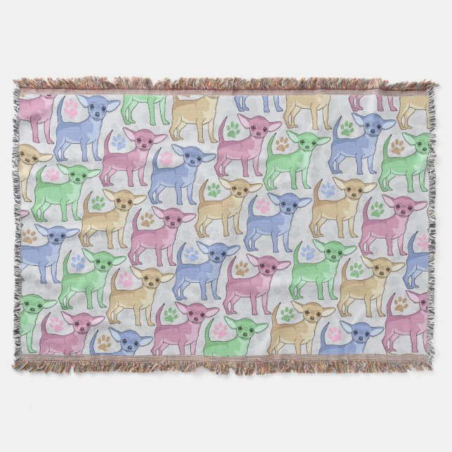 Chihuahua Lover Colourful Pattern Throw Blanket (Front)