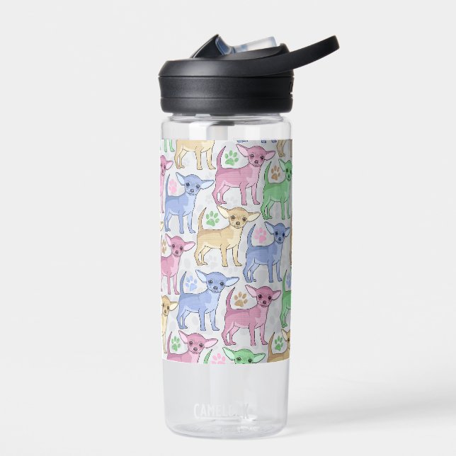 Chihuahua Lover Colourful pattern Water Bottle (Left)