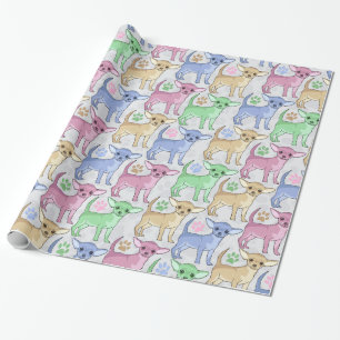 Chihuahua Lover Colourful Pattern Wrapping Paper