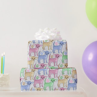 Chihuahua Lover Colourful Pattern Wrapping Paper