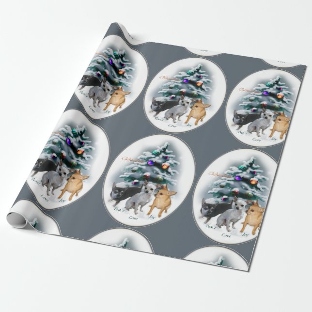 Chihuahua Lovers Christmas Wrapping Paper (Unrolled)