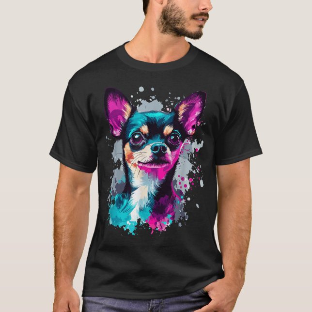  Chihuahua Lovers Colourful Splash T-Shirt (Front)
