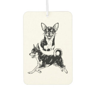 Chihuahua Lover's Delight Dynamic Duo in Black Car Air Freshener