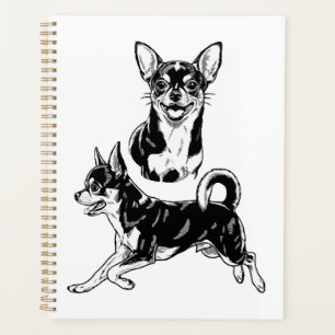 Chihuahua Lover's Delight Dynamic Duo in Black Planner