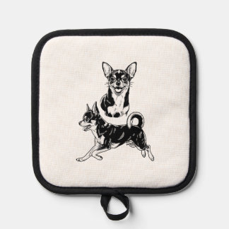 Chihuahua Lover's Delight Dynamic Duo in Black Pot Holder