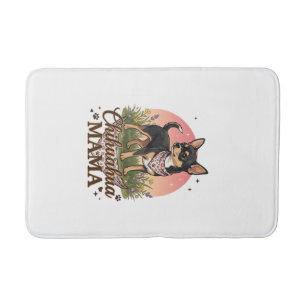 Chihuahua Mama Dog Pink Floral Bandana_1 Bath Mat
