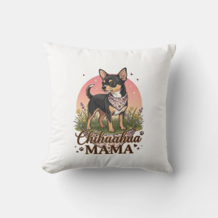 Chihuahua Mama Dog Pink Floral Bandana_1 Cushion