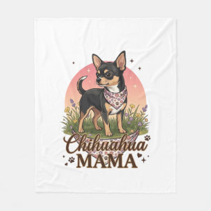 Chihuahua Mama Dog Pink Floral Bandana_1 Fleece Blanket