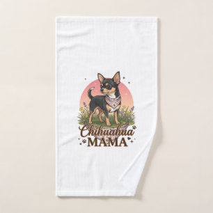 Chihuahua Mama Dog Pink Floral Bandana_1 Hand Towel