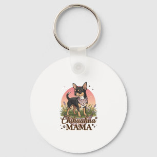 Chihuahua Mama Dog Pink Floral Bandana_1 Key Ring