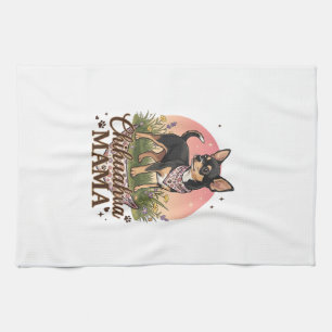 Chihuahua Mama Dog Pink Floral Bandana_1 Tea Towel