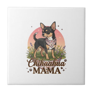 Chihuahua Mama Dog Pink Floral Bandana_1 Tile