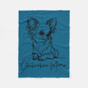 Chihuahua Mama Long Haired Chihuahua Mom Cute Dog Fleece Blanket