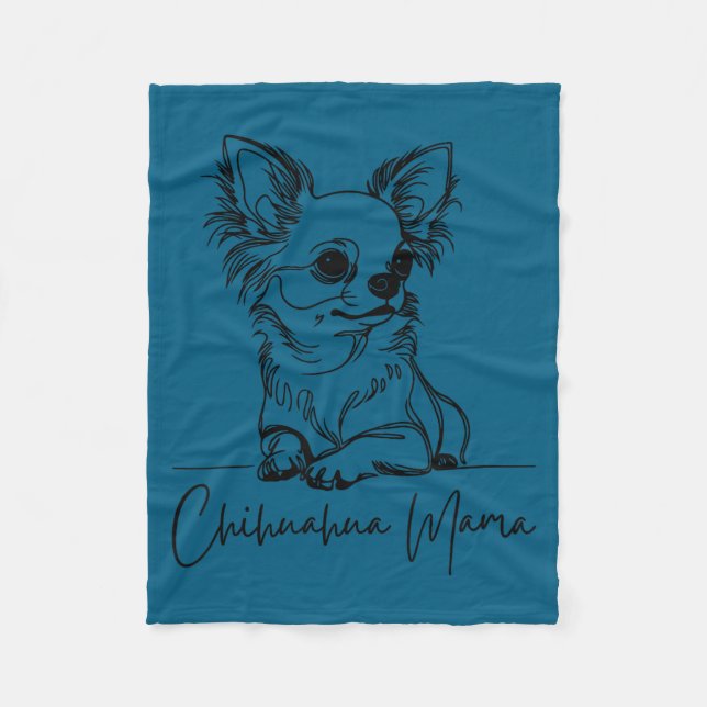 Chihuahua Mama Long Haired Chihuahua Mom Cute Dog  Fleece Blanket (Front)