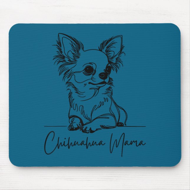 Chihuahua Mama Long Haired Chihuahua Mom Cute Dog  Mouse Mat (Front)