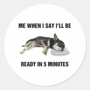 Chihuahua Me When I Say I'll Be Ready In 5 Minutes Classic Round Sticker