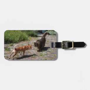 Chihuahua Meets Cat Luggage Tag