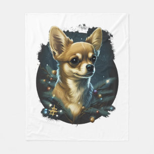 Chihuahua Merry Christmas X-Mas Tree Cute Fleece Blanket