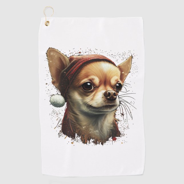 Chihuahua  Merry Christmas  X-Mas Tree  Cute Golf Towel (Front)