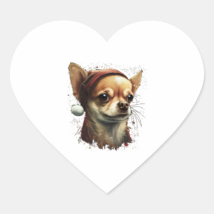 Chihuahua Merry Christmas X-Mas Tree Cute Heart Sticker