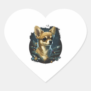 Chihuahua Merry Christmas X-Mas Tree Cute Heart Sticker