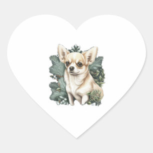 Chihuahua  Merry Christmas  X-Mas Tree  Cute       Heart Sticker
