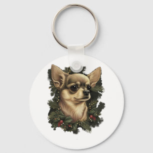 Chihuahua Merry Christmas X-Mas Tree Cute Key Ring