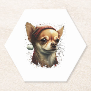 Chihuahua  Merry Christmas  X-Mas Tree  Cute Paper Coaster