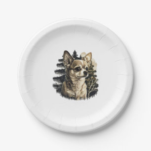 Chihuahua Merry Christmas X-Mas Tree Cute Paper Plate