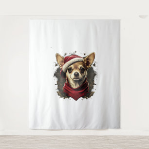 Chihuahua Merry Christmas X-Mas Tree Cute Tapestry