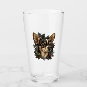 Chihuahua Merry Christmas Xmas Tree Cute Dog Glass