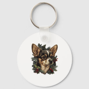Chihuahua Merry Christmas Xmas Tree Cute Dog Key Ring
