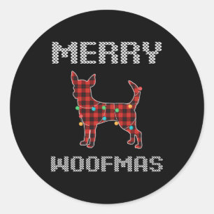 chihuahua merry woofmas gift for him her classic round sticker