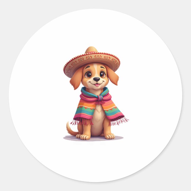 Chihuahua  Mexico  Cinco de Mayo  Funny Dog  (1) Classic Round Sticker (Front)