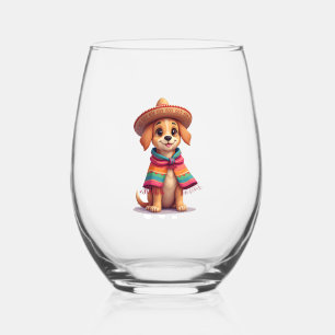 Chihuahua Mexico Cinco de Mayo Funny Dog (1) Stemless Wine Glass