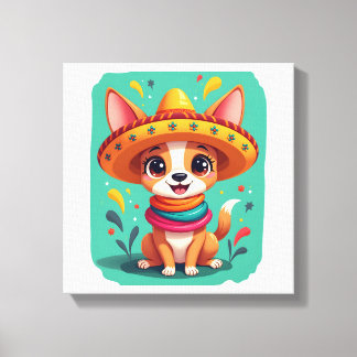 Chihuahua Mexico Cinco de Mayo Funny Dog (2) Canvas Print