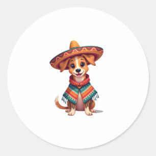 Chihuahua  Mexico  Cinco de Mayo  Funny Dog  (2) Classic Round Sticker