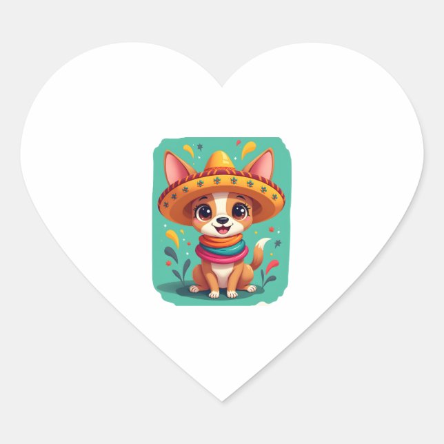 Chihuahua  Mexico  Cinco de Mayo  Funny Dog   (2) Heart Sticker (Front)