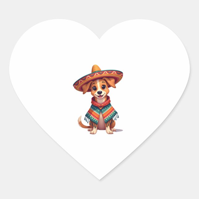 Chihuahua  Mexico  Cinco de Mayo  Funny Dog  (2) Heart Sticker (Front)