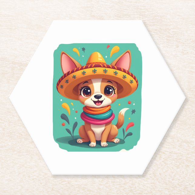 Chihuahua  Mexico  Cinco de Mayo  Funny Dog   (2) Paper Coaster (Front)