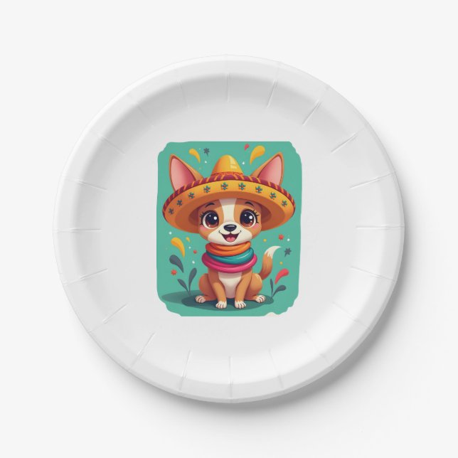 Chihuahua  Mexico  Cinco de Mayo  Funny Dog   (2) Paper Plate (Front)