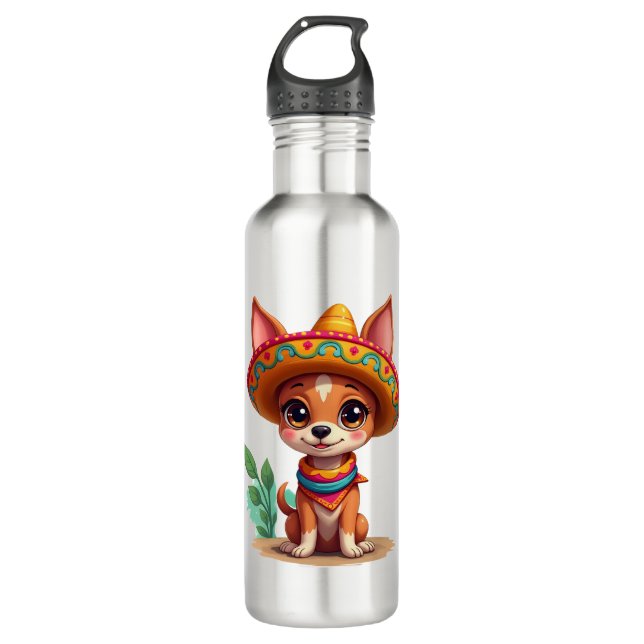 Chihuahua  Mexico  Cinco de Mayo  Funny Dog   (3) 710 Ml Water Bottle (Front)