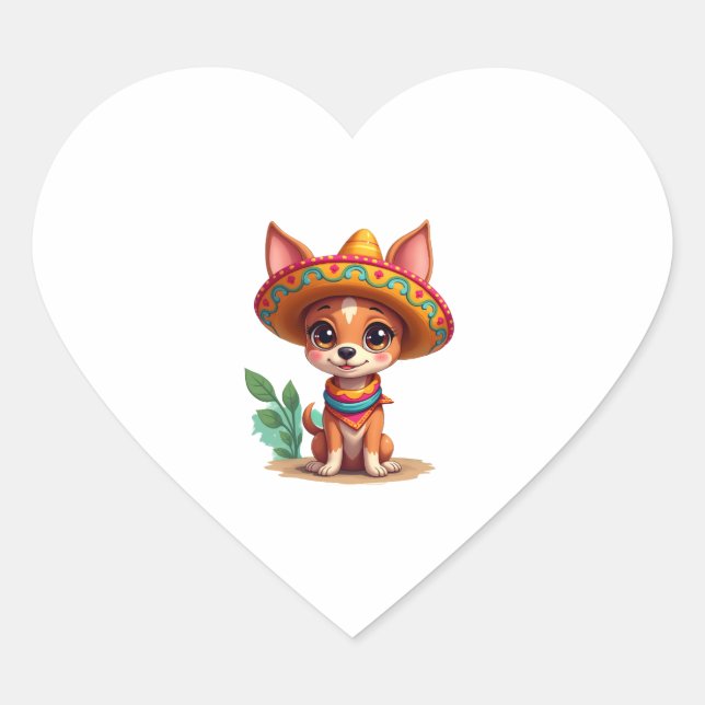 Chihuahua  Mexico  Cinco de Mayo  Funny Dog   (3) Heart Sticker (Front)