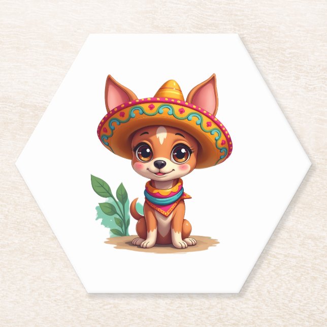 Chihuahua  Mexico  Cinco de Mayo  Funny Dog   (3) Paper Coaster (Front)