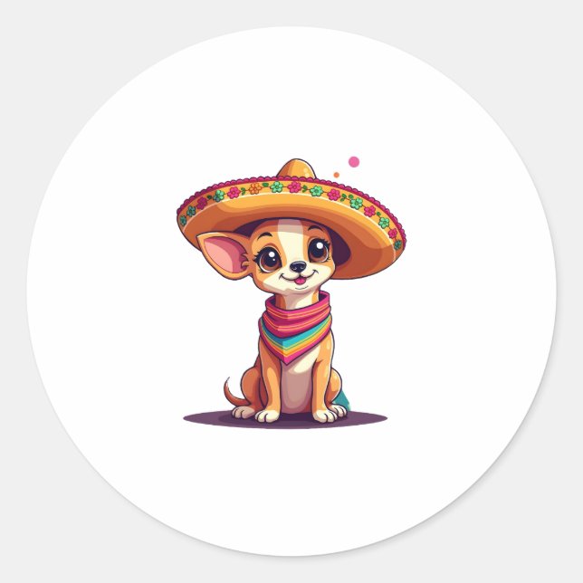 Chihuahua  Mexico  Cinco de Mayo  Funny Dog   (4) Classic Round Sticker (Front)