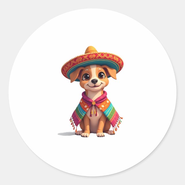 Chihuahua  Mexico  Cinco de Mayo  Funny Dog  (4) Classic Round Sticker (Front)