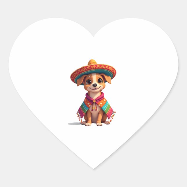 Chihuahua  Mexico  Cinco de Mayo  Funny Dog  (4) Heart Sticker (Front)