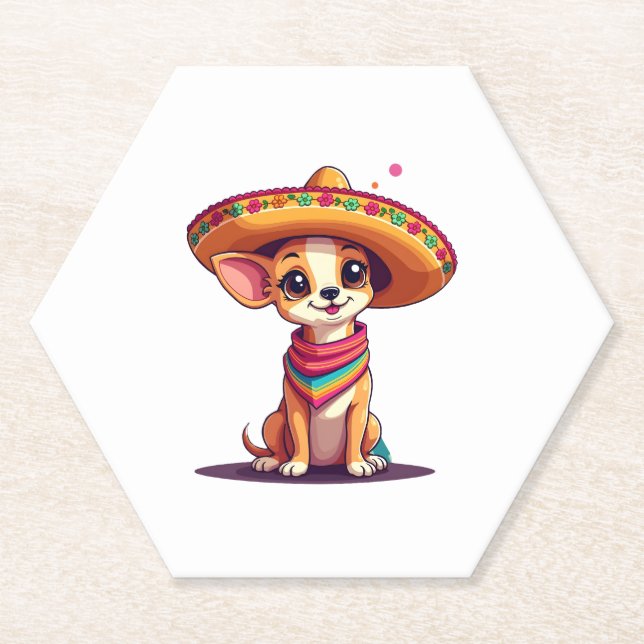 Chihuahua  Mexico  Cinco de Mayo  Funny Dog   (4) Paper Coaster (Front)